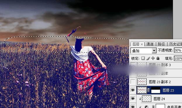 如何在ps中调出偏暖的蓝褐色草原人物图片?