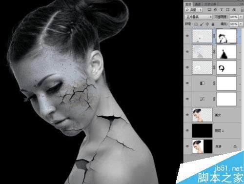 如何使用PS制作碎裂火焰美女?