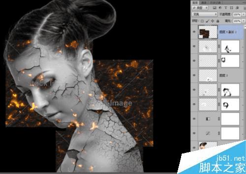 如何使用PS制作碎裂火焰美女?