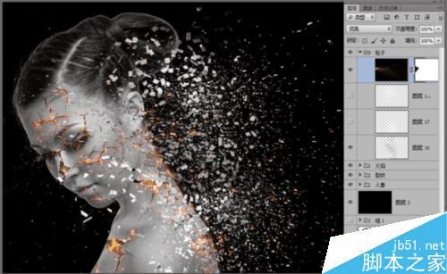 如何使用PS制作碎裂火焰美女?