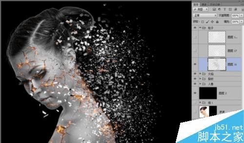 如何使用PS制作碎裂火焰美女?