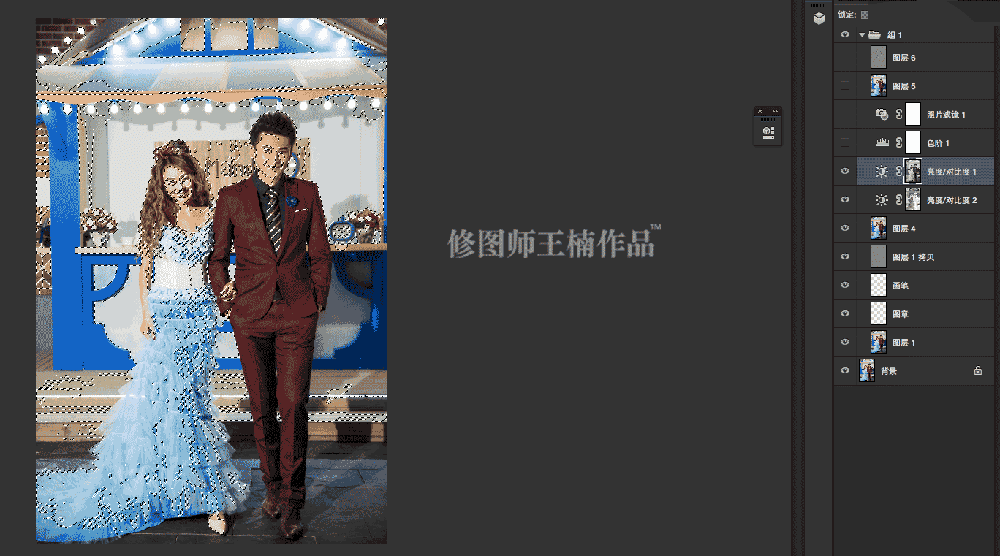 怎么样在ps后期中修复严重曝光不足的室内婚片?