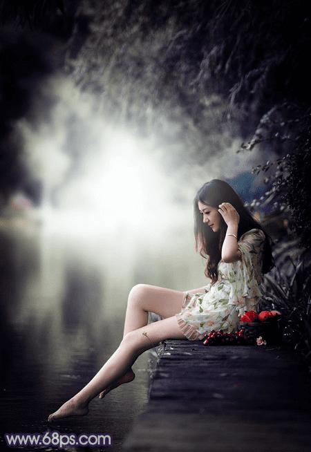 如何在ps中将水景人物图片打造出唯美的中性冷褐色?