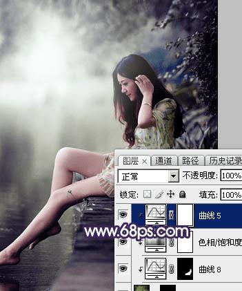 如何在ps中将水景人物图片打造出唯美的中性冷褐色?