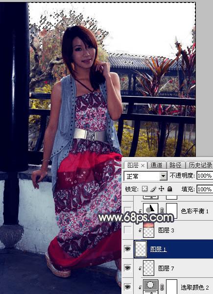 怎么样在ps中为护栏边的人物加上漂亮的霞光效果?