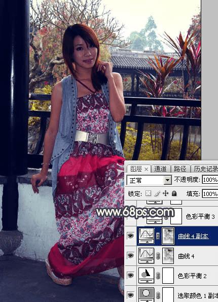 怎么样在ps中为护栏边的人物加上漂亮的霞光效果?