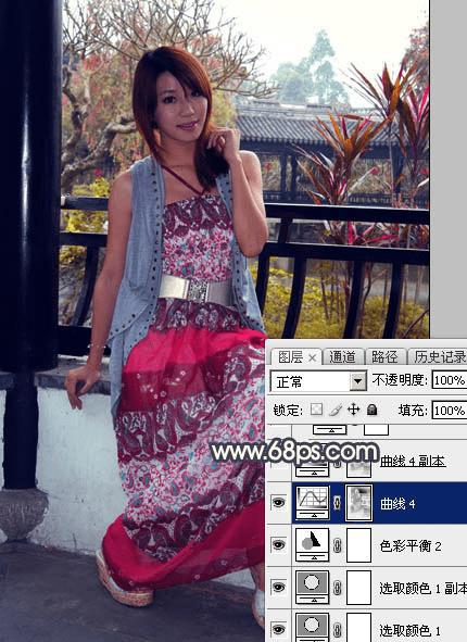 怎么样在ps中为护栏边的人物加上漂亮的霞光效果?