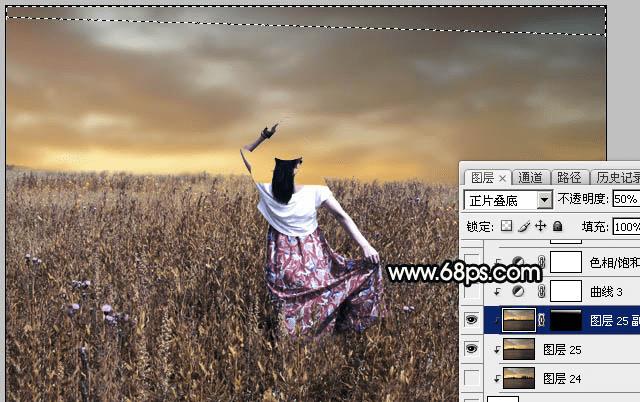 如何在ps中为草原人物图片打造出柔美的黄色?