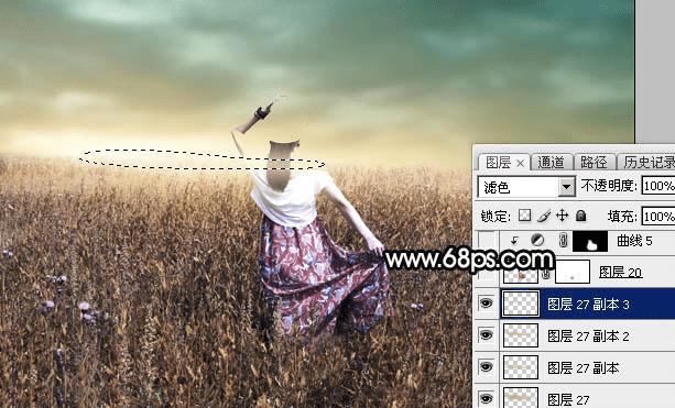 如何在ps中为草原人物图片打造出柔美的黄色?