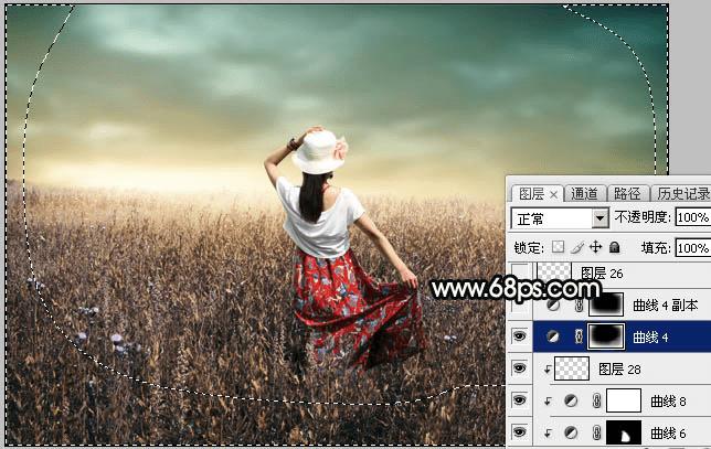 如何在ps中为草原人物图片打造出柔美的黄色?