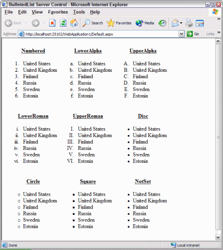 ôʹASP.NETBulletedListбؼ