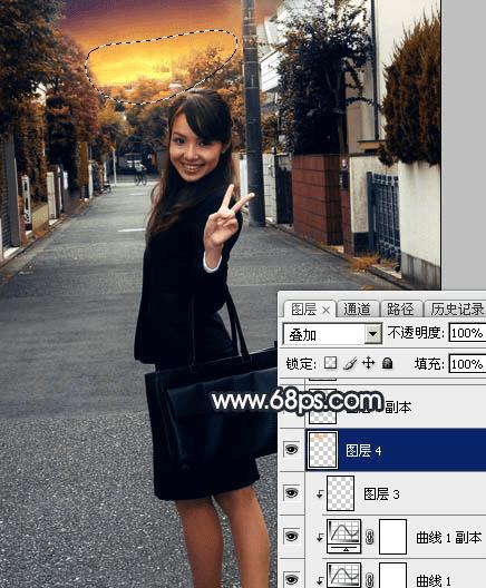 怎么样在ps中为道上的人物加上晨曦效果?