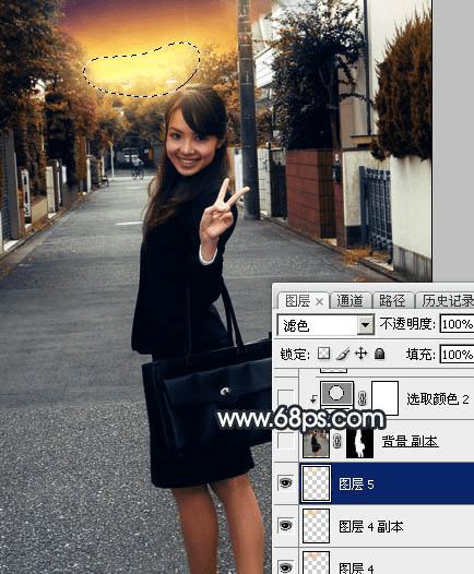 怎么样在ps中为道上的人物加上晨曦效果?