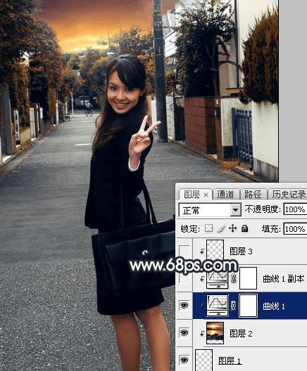 怎么样在ps中为道上的人物加上晨曦效果?