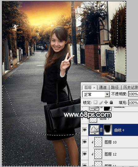 怎么样在ps中为道上的人物加上晨曦效果?