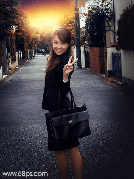 怎么样在ps中为道上的人物加上晨曦效果?