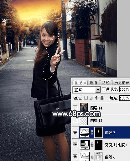 怎么样在ps中为道上的人物加上晨曦效果?