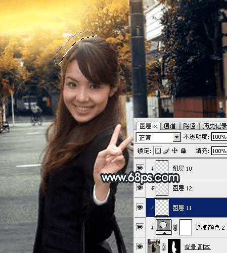 怎么样在ps中为道上的人物加上晨曦效果?