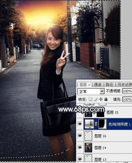 怎么样在ps中为道上的人物加上晨曦效果?