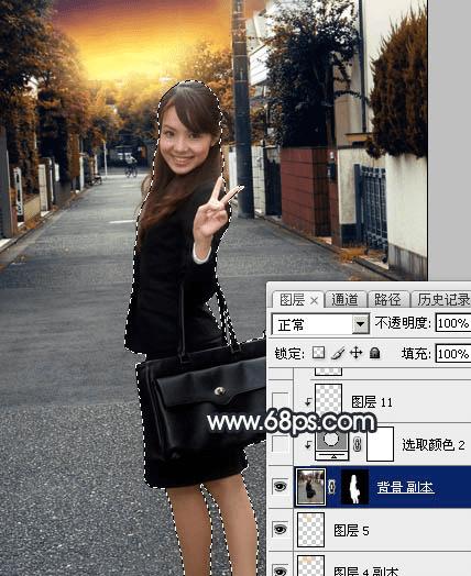 怎么样在ps中为道上的人物加上晨曦效果?