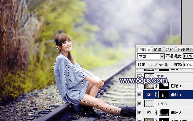 如何在ps中为外景人物打造出有层次的蓝蓝效果?