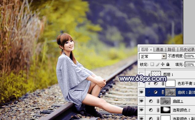 如何在ps中为外景人物打造出有层次的蓝蓝效果?