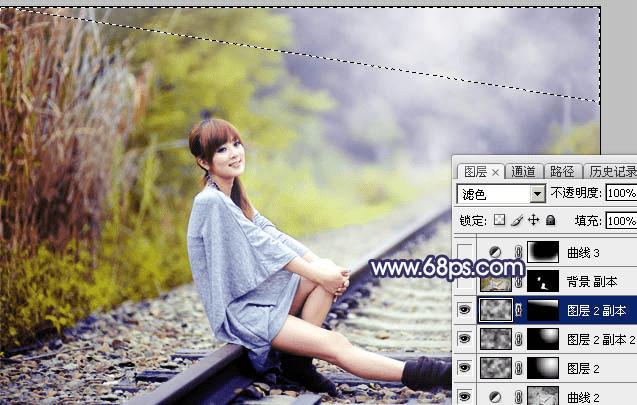 如何在ps中为外景人物打造出有层次的蓝蓝效果?