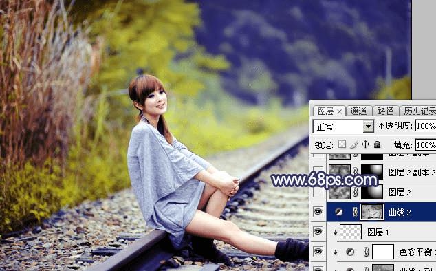 如何在ps中为外景人物打造出有层次的蓝蓝效果?