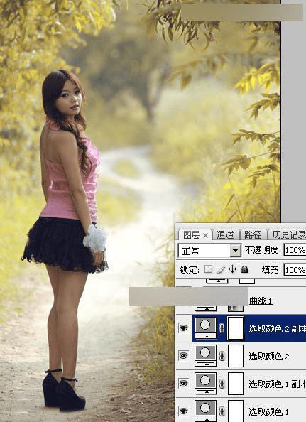 在ps中调出公园女孩秋季暖色效果的步骤