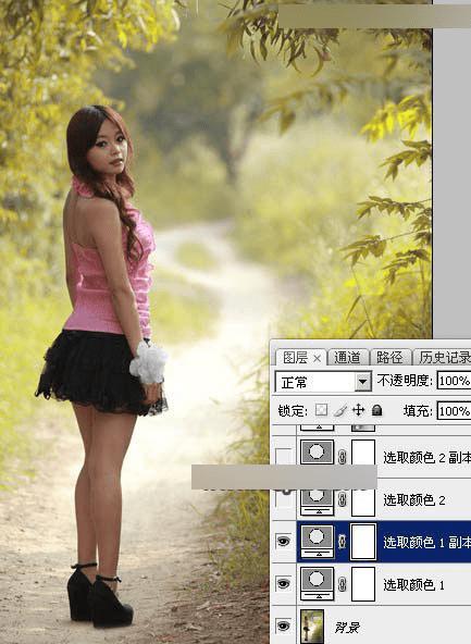 在ps中调出公园女孩秋季暖色效果的步骤