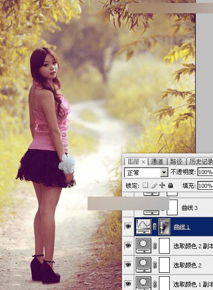 在ps中调出公园女孩秋季暖色效果的步骤