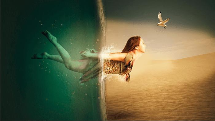 怎么样在PS中合成水底穿越的唯美场景?