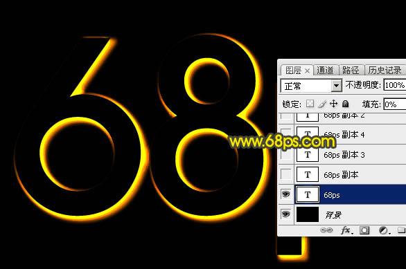如何在ps中制作碎火花发光字?