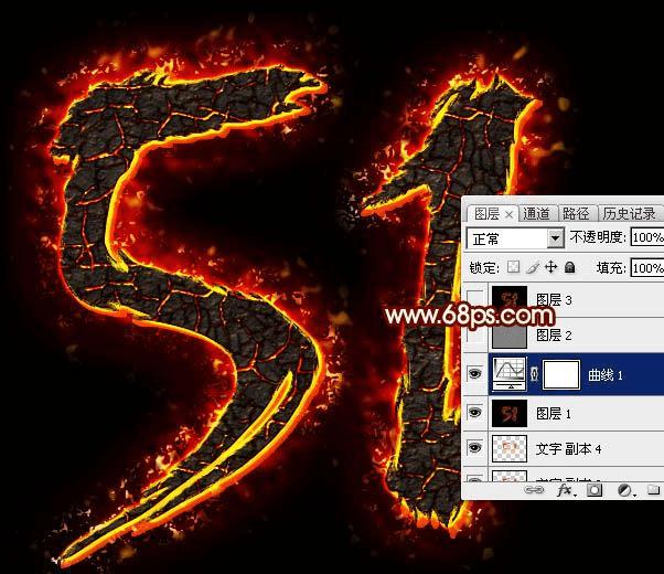 如何使用ps设计制作非常酷的裂纹火焰字?