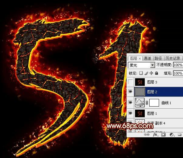 如何使用ps设计制作非常酷的裂纹火焰字?