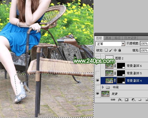 怎么样使用ps快速去掉人物前面碍眼的椅子?