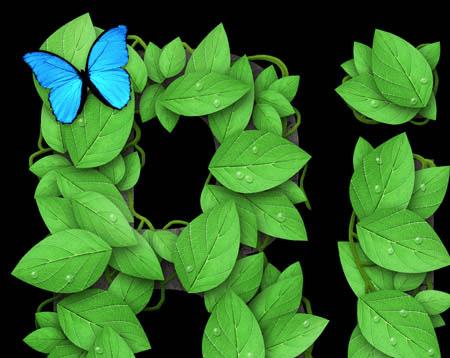 怎么样使用ps制作绿色叶片字?