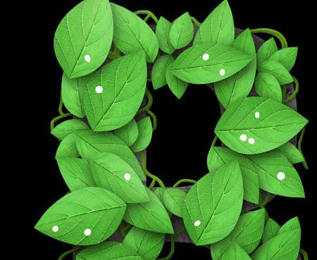 怎么样使用ps制作绿色叶片字?