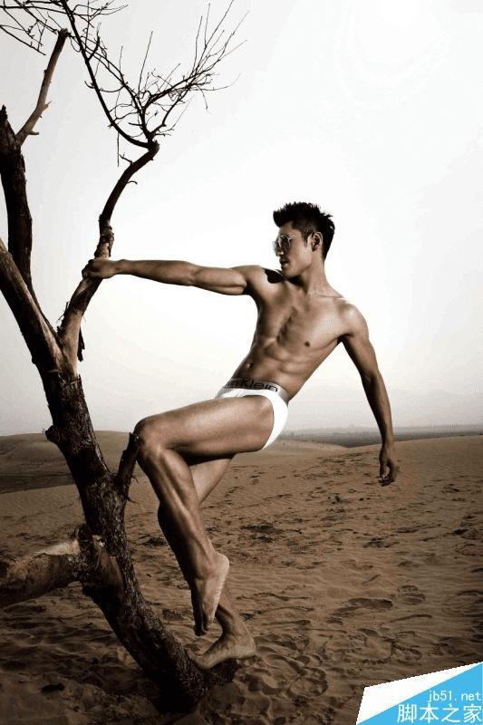 怎么样在ps中调出金属质感肤色的男性模特效果图?