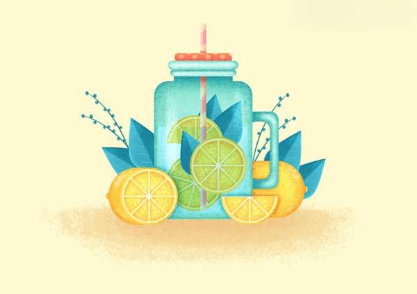 在ps中合成柠檬杯插画的办法