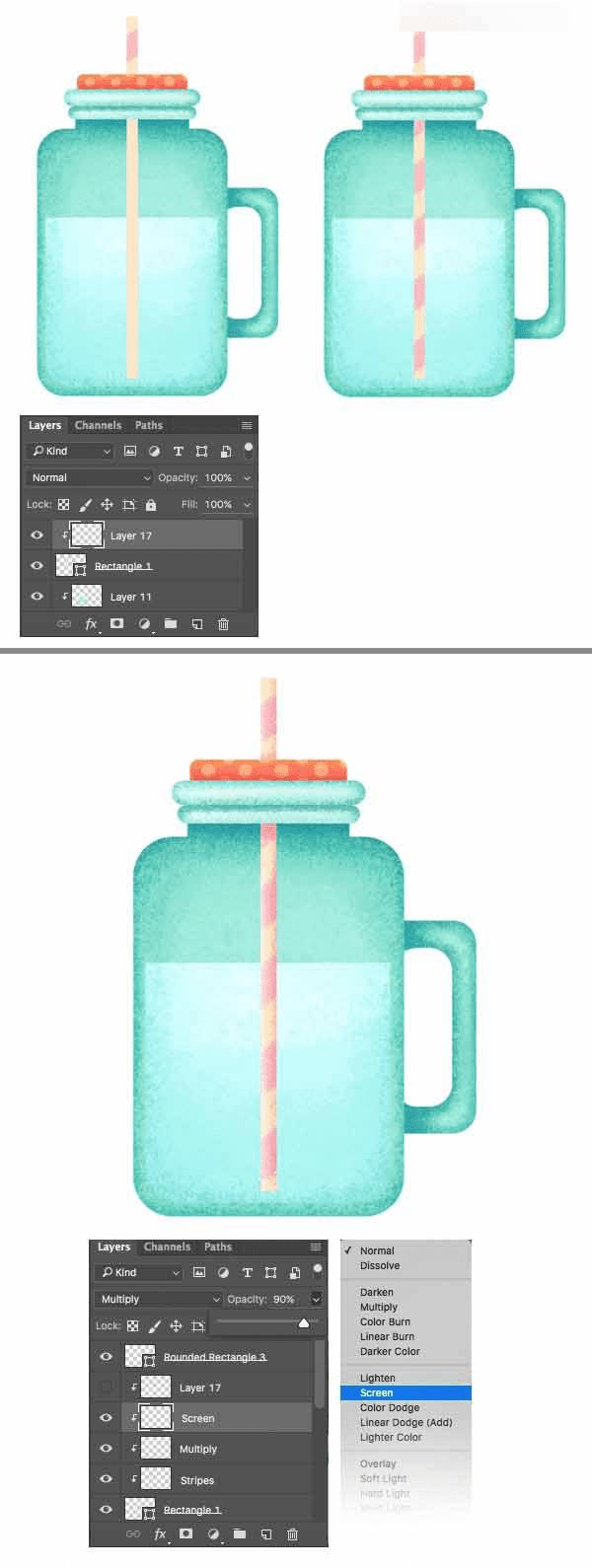 在ps中合成柠檬杯插画的办法