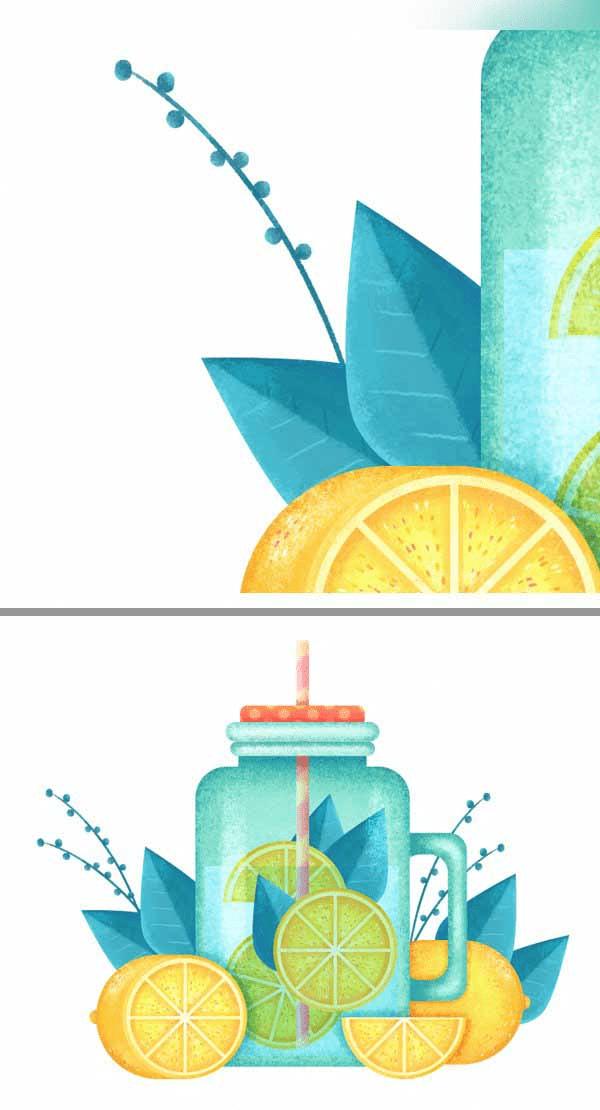 在ps中合成柠檬杯插画的办法