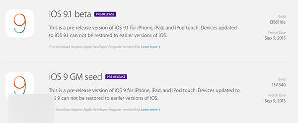 下载苹果iOS9 GM版官方固件的地址集锦