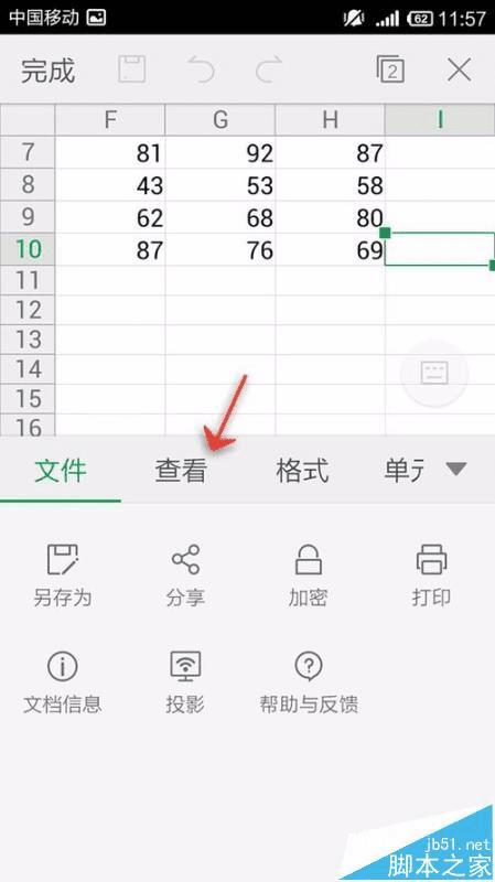 在手机WPS Office 中隐藏表格的网格和边框的方法