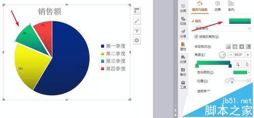 在PPT文档中制作饼形图表的方法
