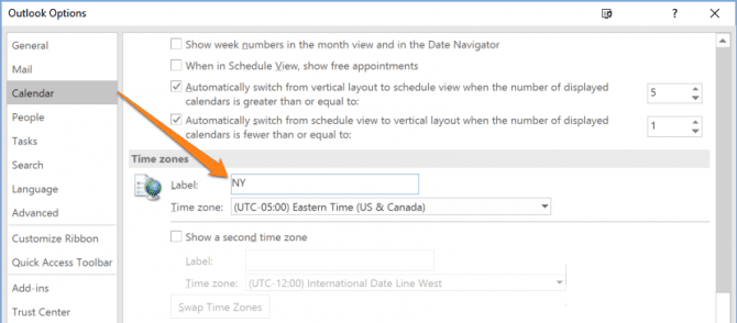 在Microsoft outlook日历中添加第二个时区的步骤