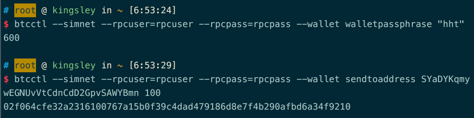 btcd simnet(模拟环境下)单节点与双节点的运行