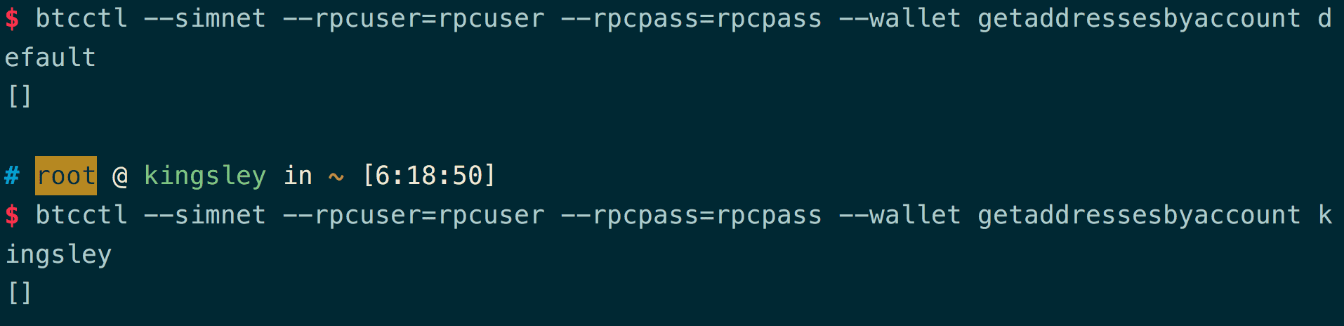 btcd simnet(模拟环境下)单节点与双节点的运行