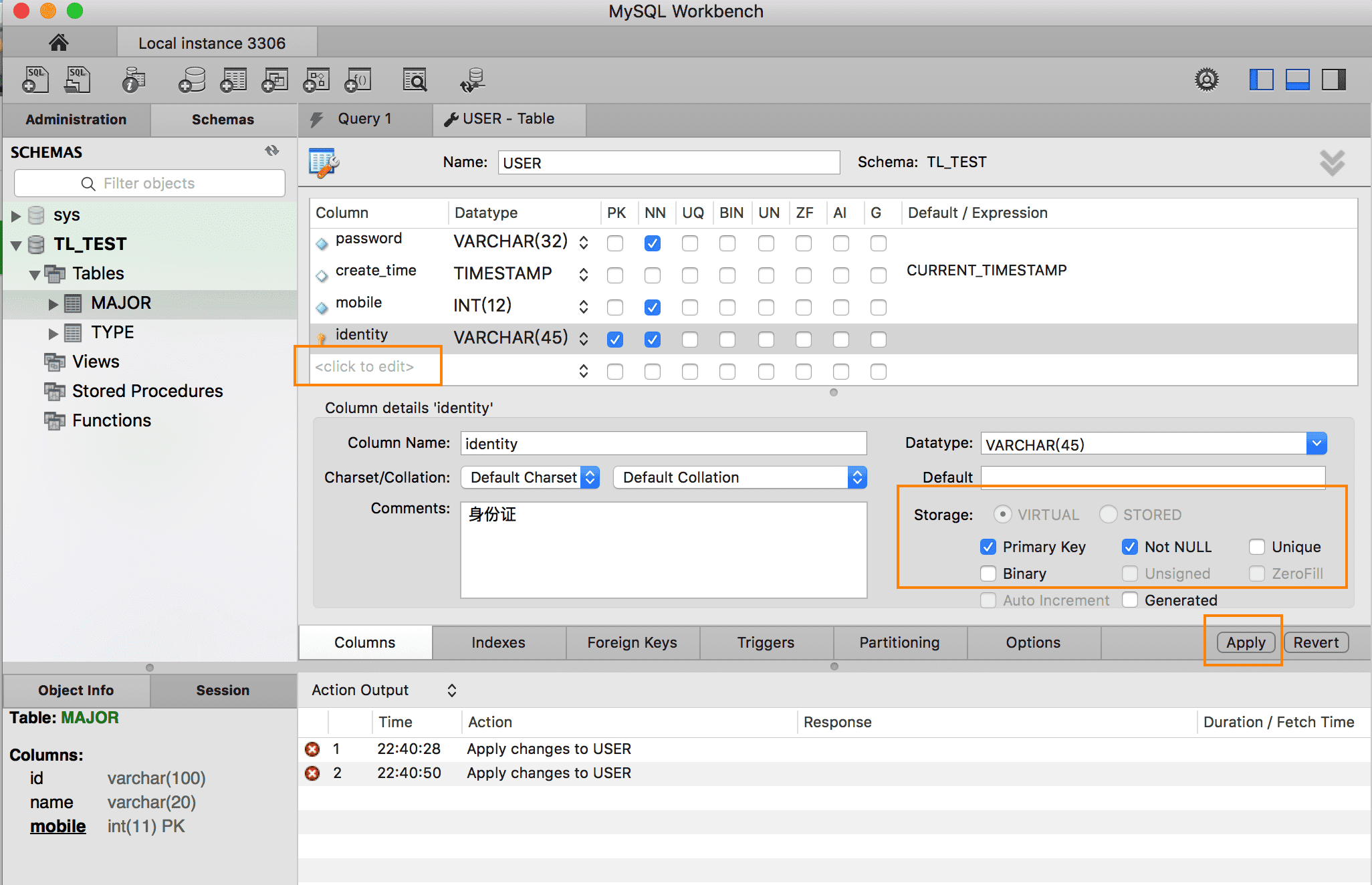数据库:mySQL Workbench添加数据库、表格和数据