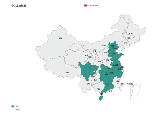 接着,我们来生成每个省市的足迹地图,利用province_map.